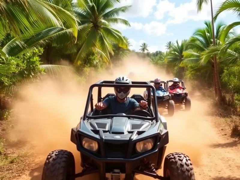 Adventure Boogies Punta Cana — ATV buggies driving through tropical jungle trails