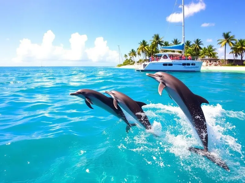 Dolphin Explorer Punta Cana — dolphins jumping in turquoise water